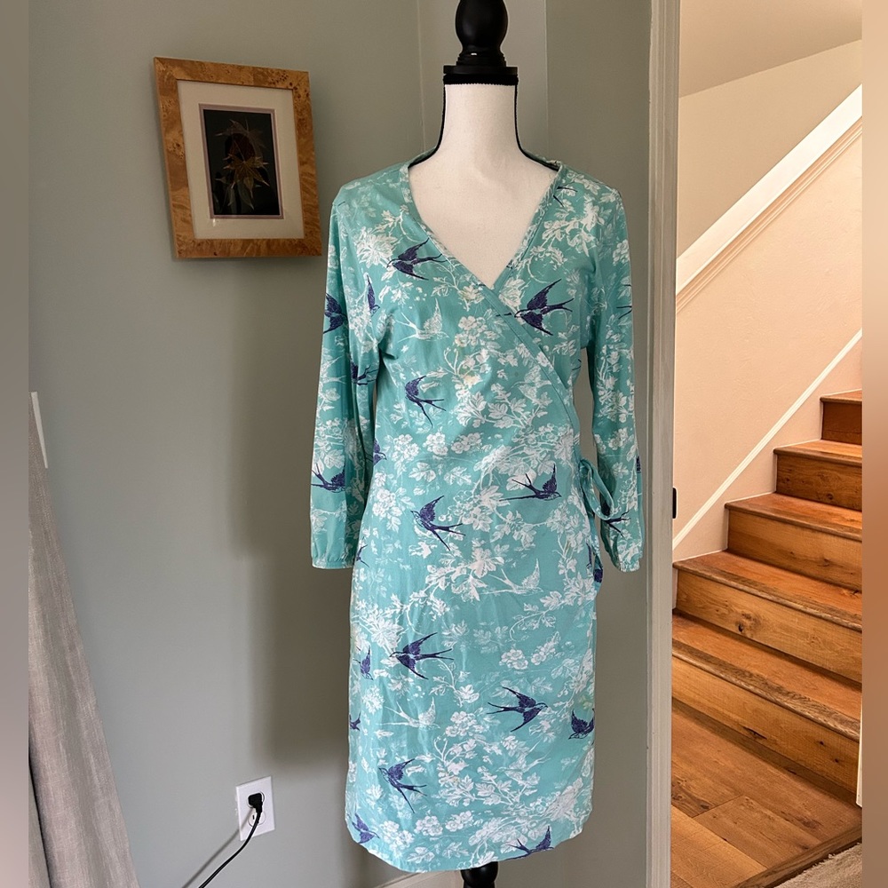 Garnet Hill Organic Green Cotton Asian Wrap Robe